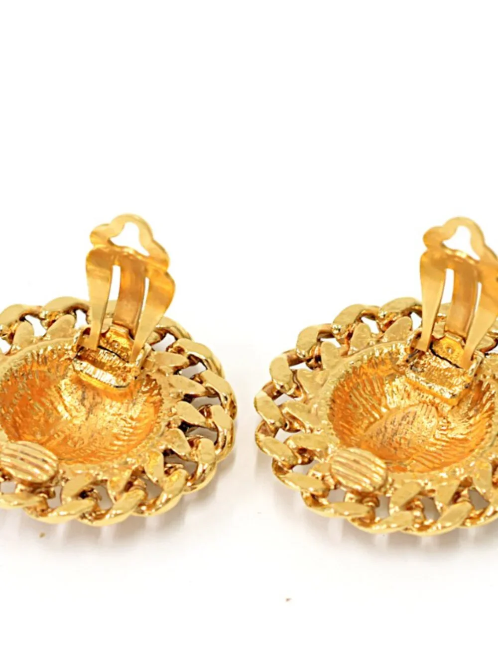 Chanel Vintage Matelassé Round Chain 24k Earrings